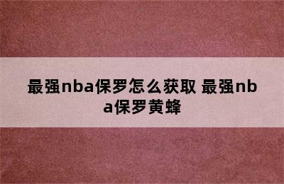 最强nba保罗怎么获取 最强nba保罗黄蜂